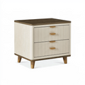 Nachttisch 60 x 40 x 55 cm Holzwerkstoff Creme Braun mit 2 Schubladen geriffelter Front