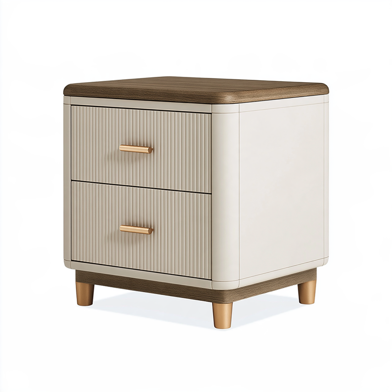Nachttisch 50 x 40 x 55 cm Holzwerkstoff Beige/Braun mit 2 Schubladen