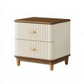 Nachttisch 50 x 40 x 55 cm aus Holz in Creme/Braun mit 2 Schubladen