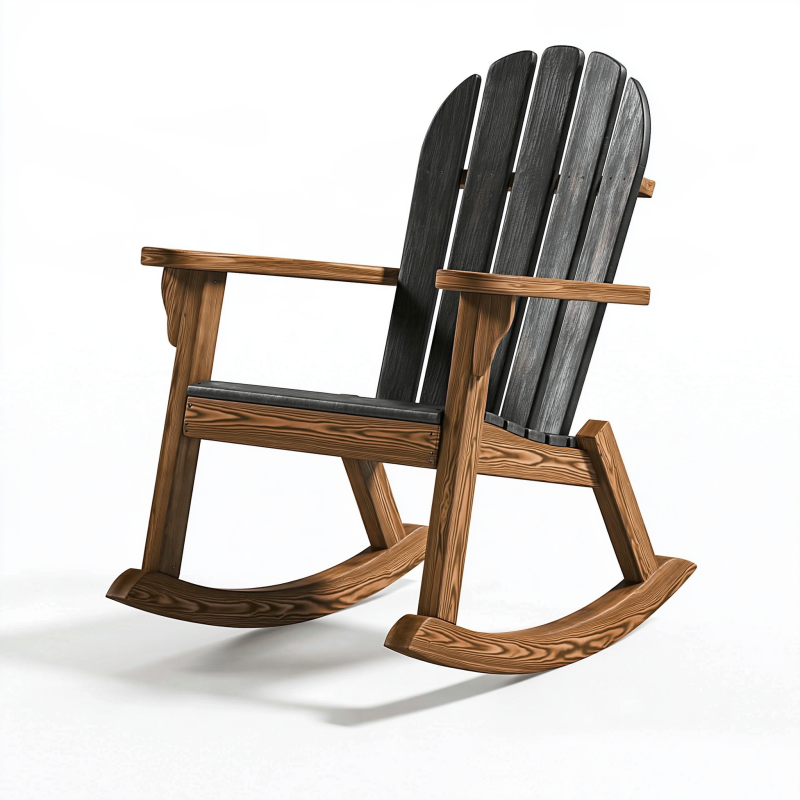 Schaukelstuhl 90 x 76 x 105 cm Holz Braun Schwarz für Garten und Terrasse im Adirondack-Stil