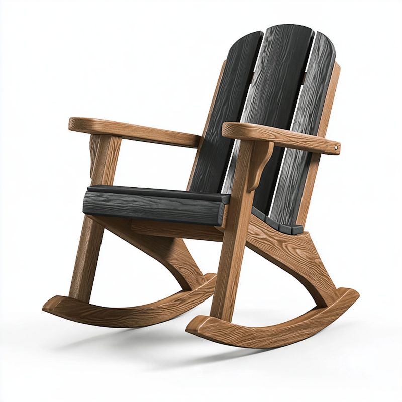 Schaukelstuhl 90 x 75 x 105 cm aus Holz Braun Schwarz mit hoher Rückenlehne