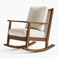 Schaukelstuhl 68 cm 92 cm 98 cm Holz Beige mit Polsterung im skandinavischen Stil