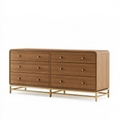 Kommode 160 x 45 x 85 cm Braun aus Holzwerkstoff mit Metallgestell und sechs Schubladen modern