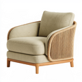 Loungesessel 88 x 85 x 82 cm Beige Rattan Stoff Holz - gepolsterter Sessel im Naturstil
