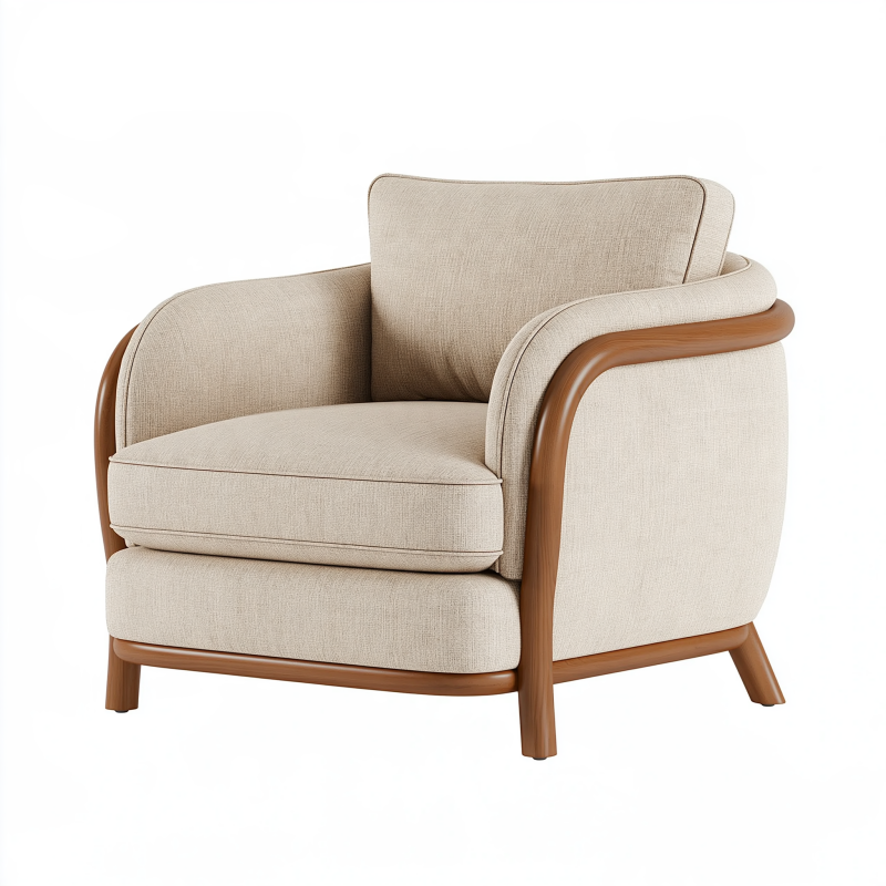 Polstersessel 90 x 88 x 86 cm Beige Holz moderner Loungesessel