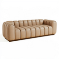 3-Sitzer Sofa 230 x 95 x 75 cm Kunstleder Beige modernes geripptes Design