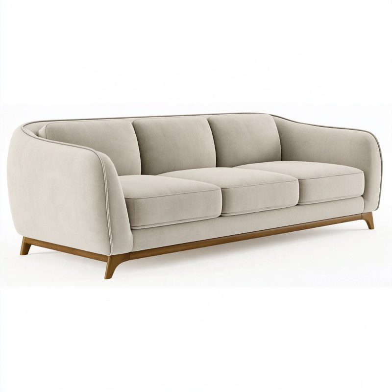 3-Sitzer Sofa 230 x 95 x 82 cm Stoff Beige mit Holzfüßen Modern