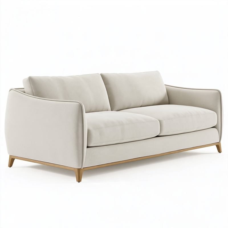 2-Sitzer Sofa 180 cm Creme Textilbezug mit Holzfüßen Modern