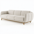 3-Sitzer Sofa 230 x 95 x 80 cm in Creme Textil mit Holzfüßen - Modernes Wohnzimmer Sofa