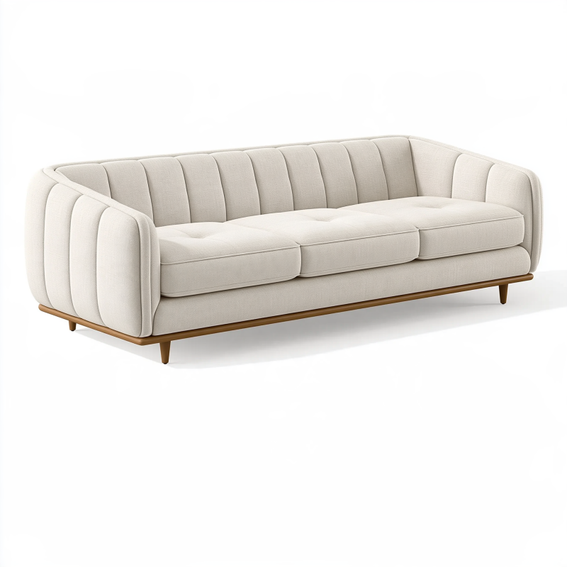 3-Sitzer Sofa 230 x 95 x 78 cm Stoff Creme Wohnzimmer modern
