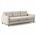 Sofa 220 x 90 x 86 cm Stoffbezug Beige Holzfüße Mid-Century-Stil