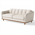 3-Sitzer-Sofa 210 cm Stoff Beige mit Holzfüßen im Mid-Century-Stil
