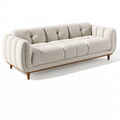 Sofa 240 x 95 x 82 cm Stoffbezug Creme für Wohnzimmer Retro-Stil