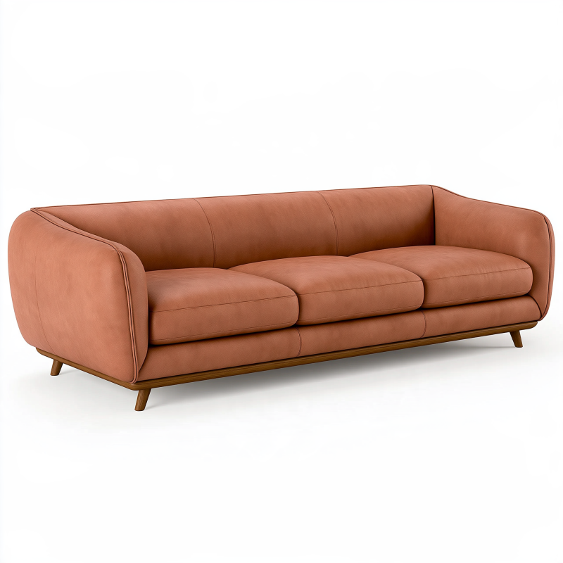 3-Sitzer Sofa 230 x 95 x 78 cm cognacfarben Lederoptik mit Holzfüßen