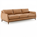 3-Sitzer Sofa 220 x 90 x 85 cm in Cognac Lederoptik - modernes Wohnzimmermöbel mit Holzfüßen