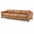 3-Sitzer Sofa 230 x 90 x 85 cm cognacfarbenes Kunstleder mit Holzfüßen im modernen Stil