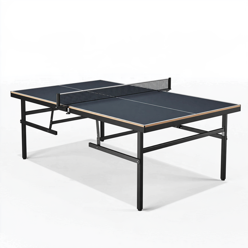 Tischtennisplatte 274 x 152 x 76 cm Schwarz mit Stahlgestell klappbar für Innenräume