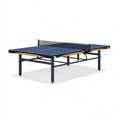 Tischtennisplatte 274 x 152 x 76 cm Stahl Holzwerkstoff Blau klappbar für Indoor-Spiel