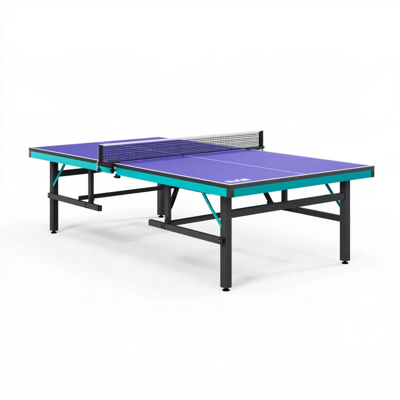 Tischtennistisch 274 x 152.5 x 76 cm Stahl Violett Türkis Klappbar für Innenräume