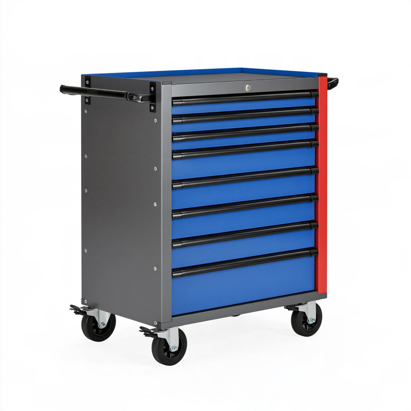 Werkzeugwagen 80 x 46 x 98 cm Stahl Blau Grau mit 7 Schubladen