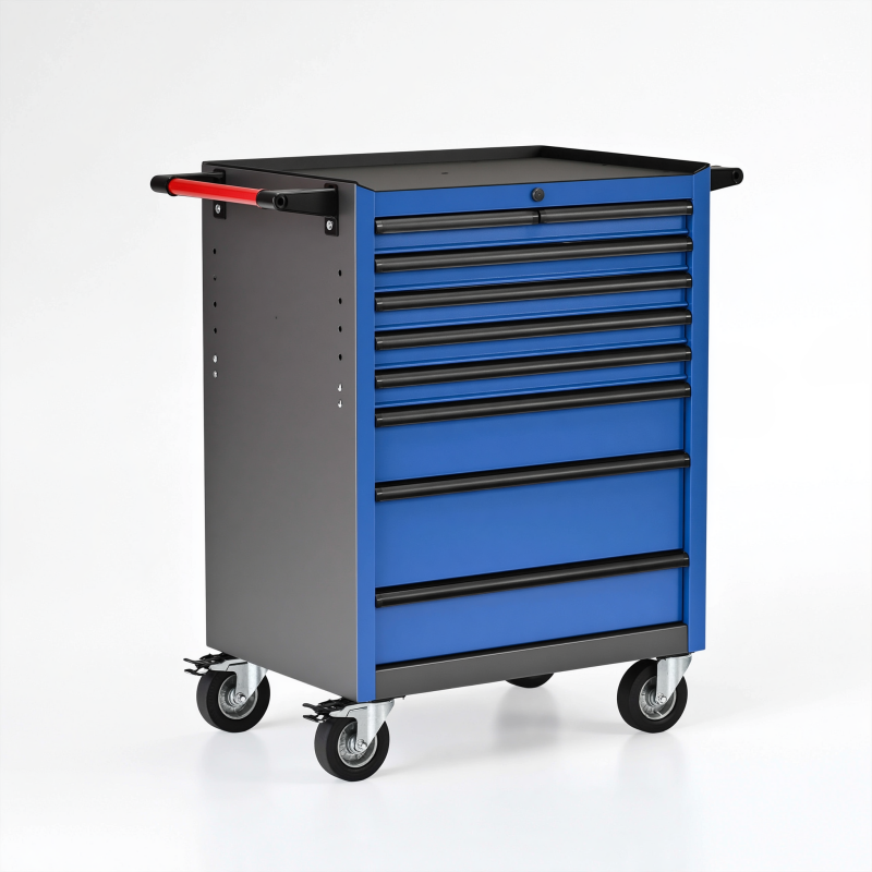 Werkzeugwagen 77 x 46 x 97 cm Blau Stahl mit 8 Schubladen fahrbar